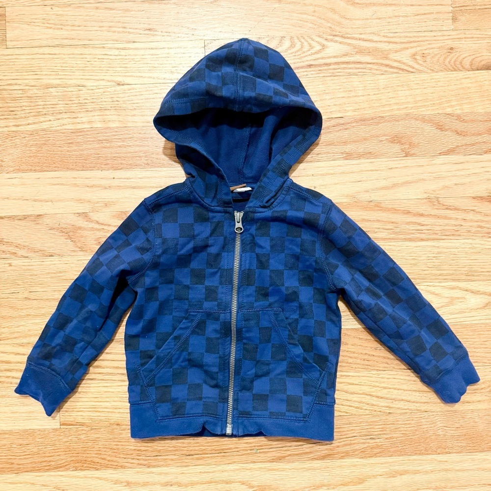 Tea Collection Navy Checkered Zip Hoodie 12-18m